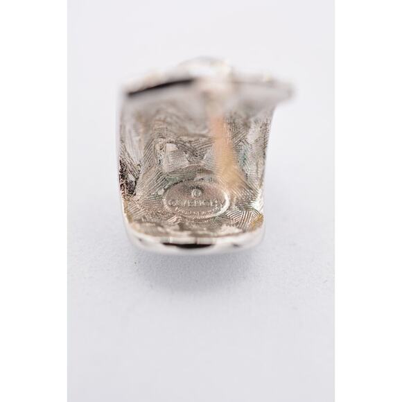 Givenchy Crystal Hoops Earrings Square Rhinestone Silver Vintage Signed BinAI - Picture 11 of 12